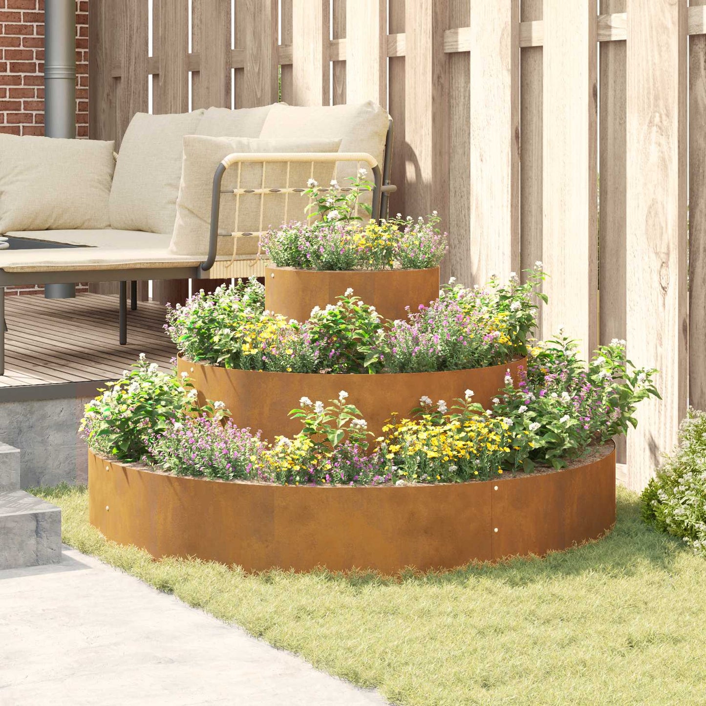 vidaXL Γλάστρα Κήπου Καφέ 120 x 120 x 20 εκ.