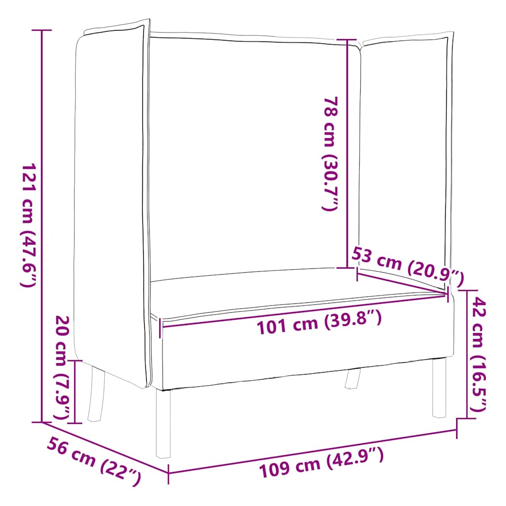 vidaXL Καναπές Υψηλής Πλάτης 101cm Taupe ύφασμα
