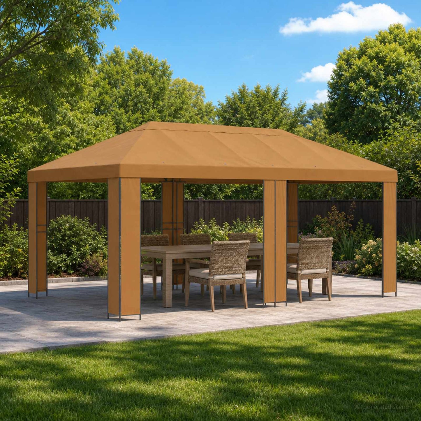 vidaXL Κήπος Γκαζebo 6 x 3 m Μπεζ Πολυεστέρας και Χάλυβας 190