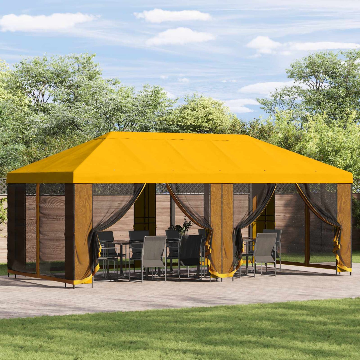 vidaXL Κήπος Γκαζebo 6 x 3 m Κίτρινο Πολυεστέρας και Χάλυβας 190