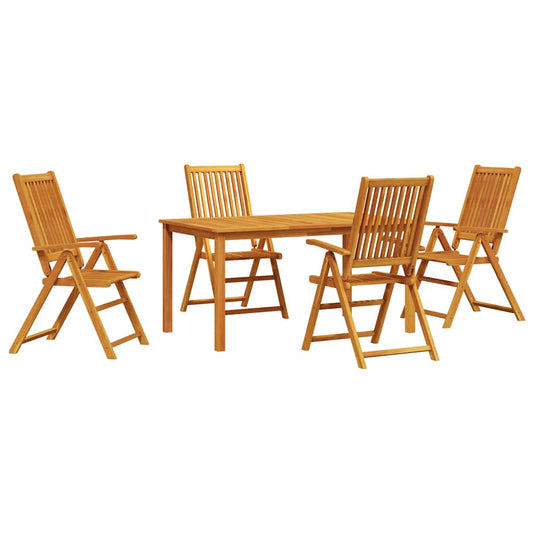 vidaXL Σέτ φαγητού για κήπο Πτυσσόμενο 5 pcs Καφέ Στερεό Ξύλο Ακακίας