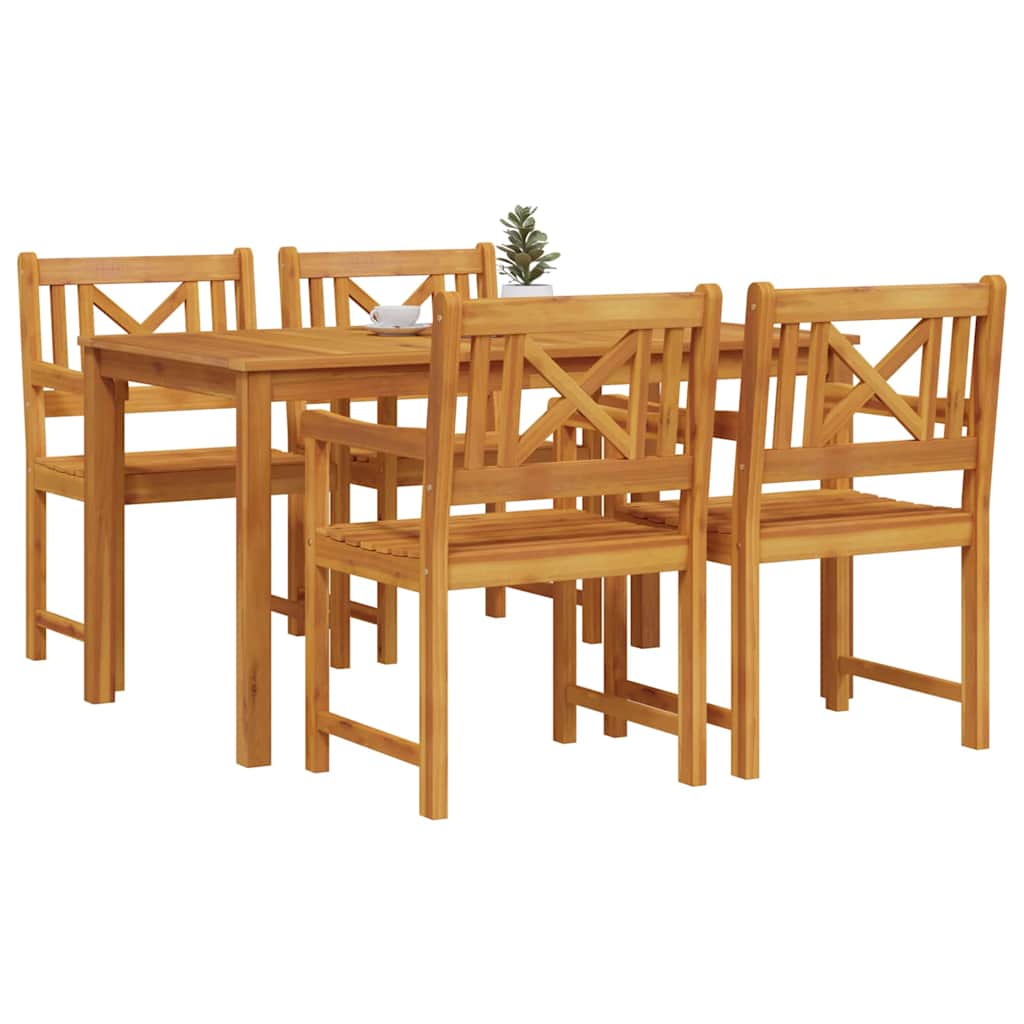 vidaXL Σέτ φαγητού για κήπο 5 pcs Καφέ Στερεό Ξύλο Ακακίας