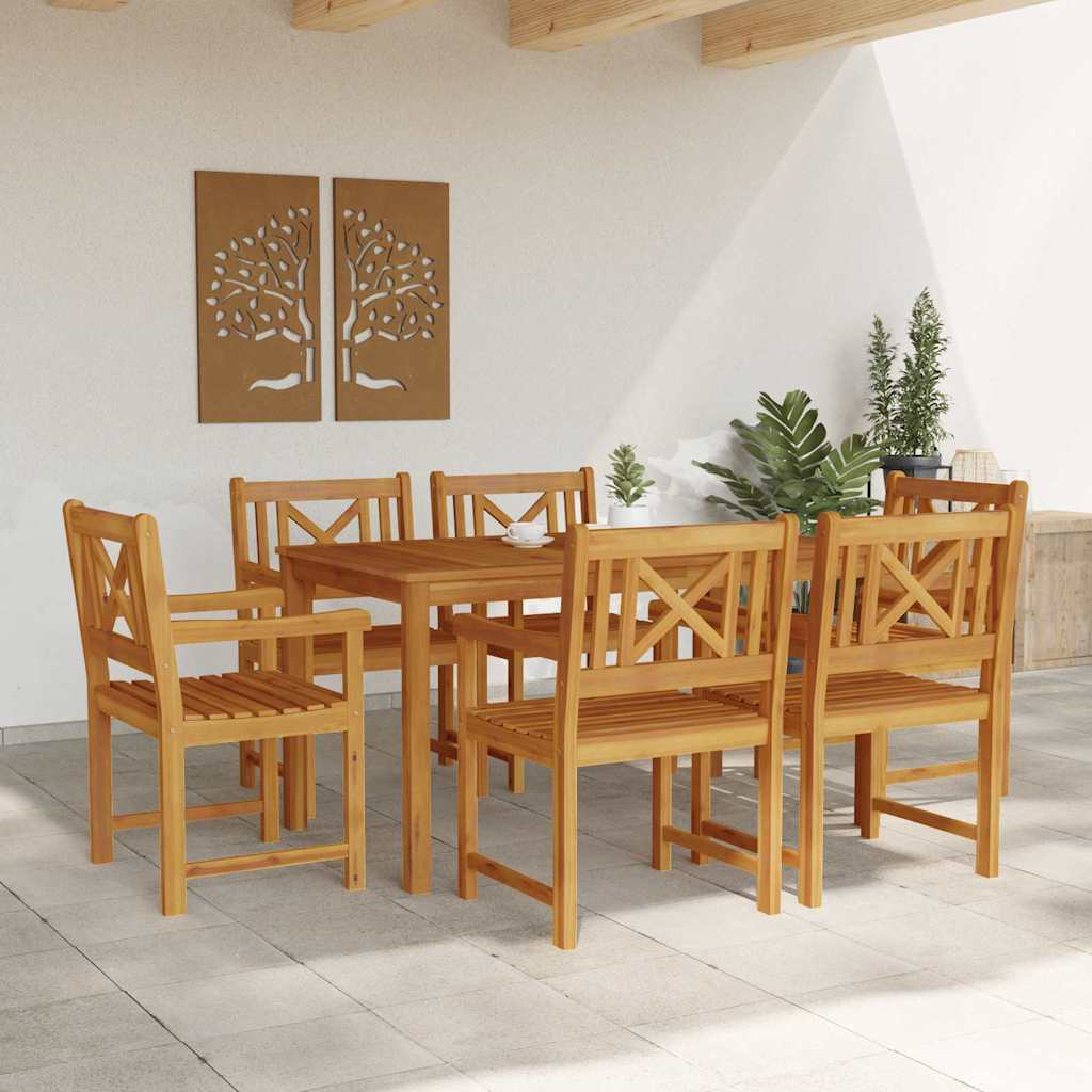 vidaXL Σέτ φαγητού για κήπο 7 pcs Καφέ Στερεό Ξύλο Ακακίας