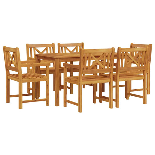vidaXL Σέτ φαγητού για κήπο 7 pcs Καφέ Στερεό Ξύλο Ακακίας