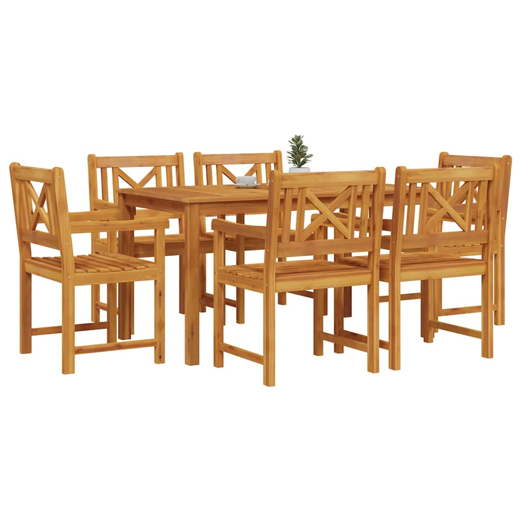 vidaXL Σέτ φαγητού για κήπο 7 pcs Καφέ Στερεό Ξύλο Ακακίας