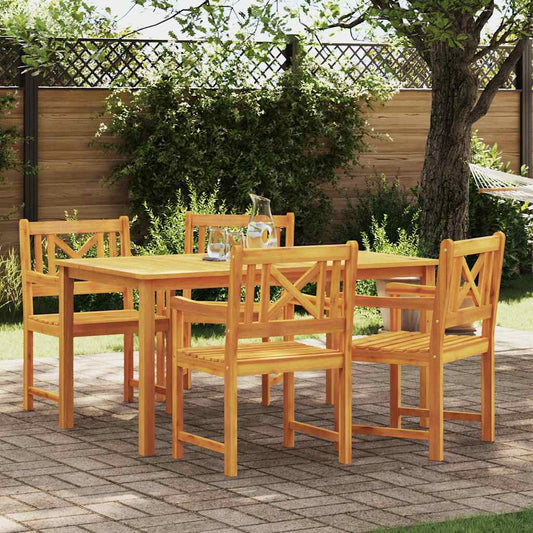 vidaXL Σέτ φαγητού για κήπο 5 pcs Καφέ Μασίφ ξύλο ακακίας