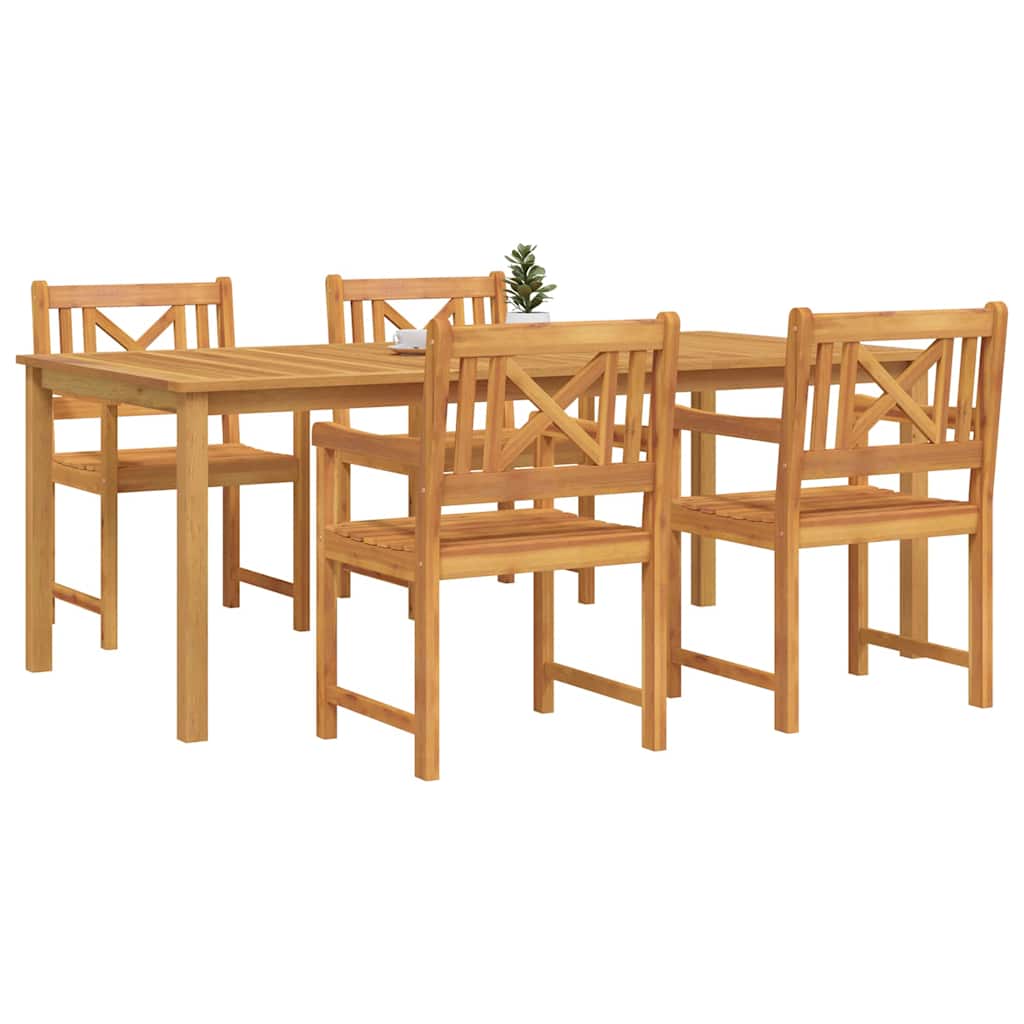 vidaXL Σέτ φαγητού για κήπο 5 pcs Καφέ Μασίφ ξύλο ακακίας