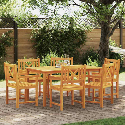 vidaXL Σέτ φαγητού για κήπο 7 pcs Καφέ Μασίφ ξύλο ακακίας