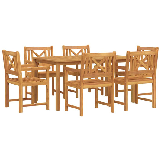 vidaXL Σέτ φαγητού για κήπο 7 pcs Καφέ Μασίφ ξύλο ακακίας