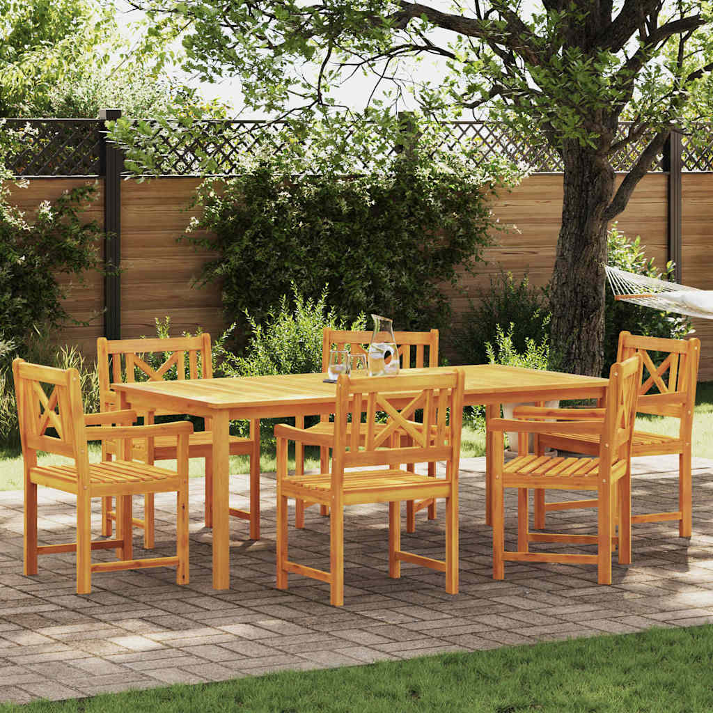 vidaXL Σέτ φαγητού για κήπο 7 pcs Καφέ Μασίφ ξύλο ακακίας