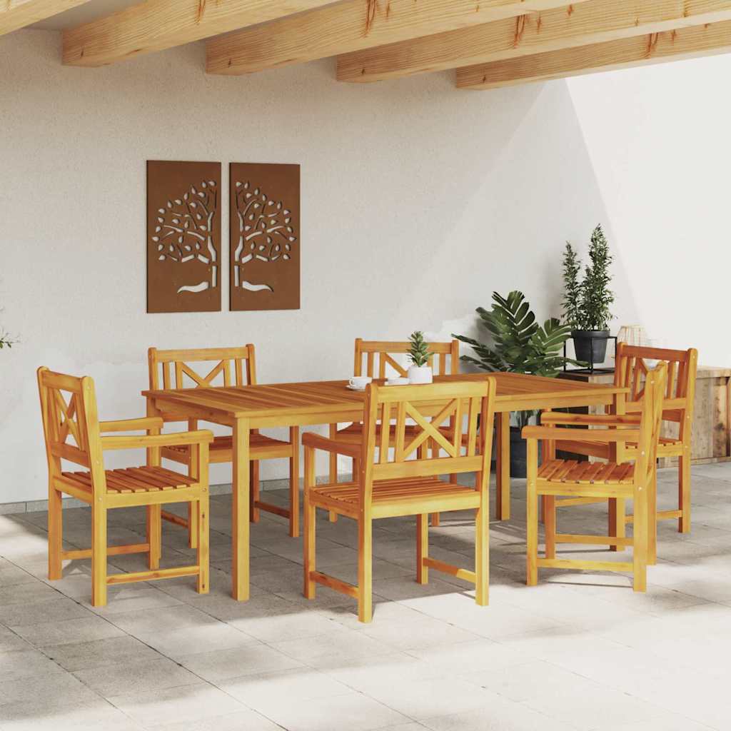 vidaXL Σέτ φαγητού για κήπο 7 pcs Καφέ Μασίφ ξύλο ακακίας