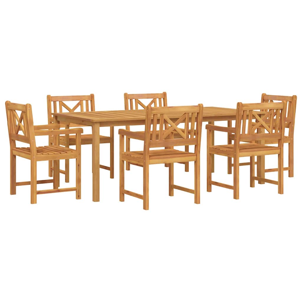 vidaXL Σέτ φαγητού για κήπο 7 pcs Καφέ Μασίφ ξύλο ακακίας