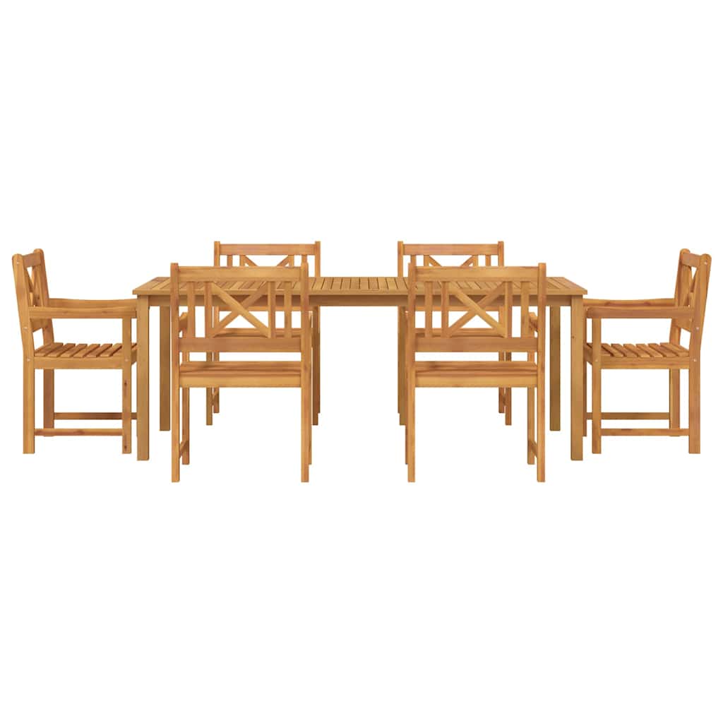 vidaXL Σέτ φαγητού για κήπο 7 pcs Καφέ Μασίφ ξύλο ακακίας