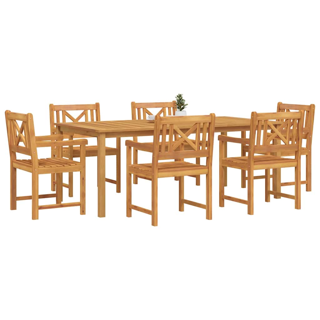 vidaXL Σέτ φαγητού για κήπο 7 pcs Καφέ Μασίφ ξύλο ακακίας