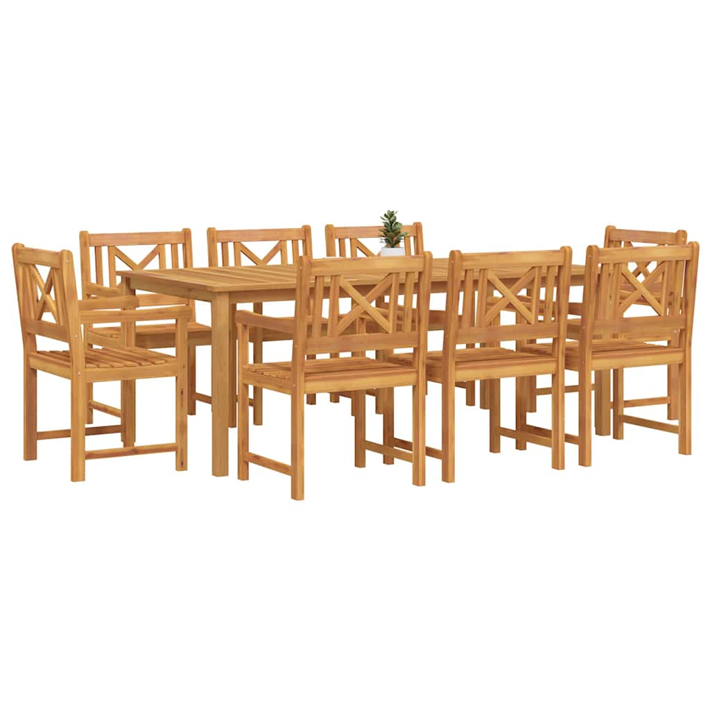 vidaXL Σέτ φαγητού για κήπο 9 pcs Καφέ Στερεό Ξύλο Ακακίας