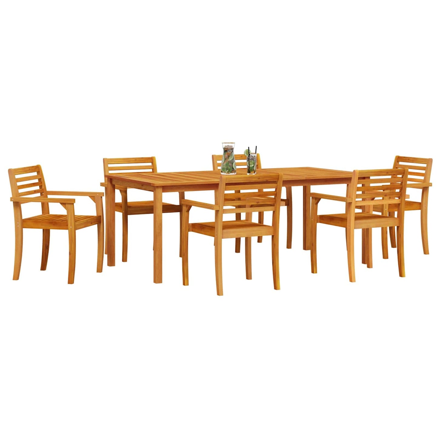 vidaXL Σέτ φαγητού για κήπο 7 pcs Καφέ Μασίφ ξύλο ακακίας