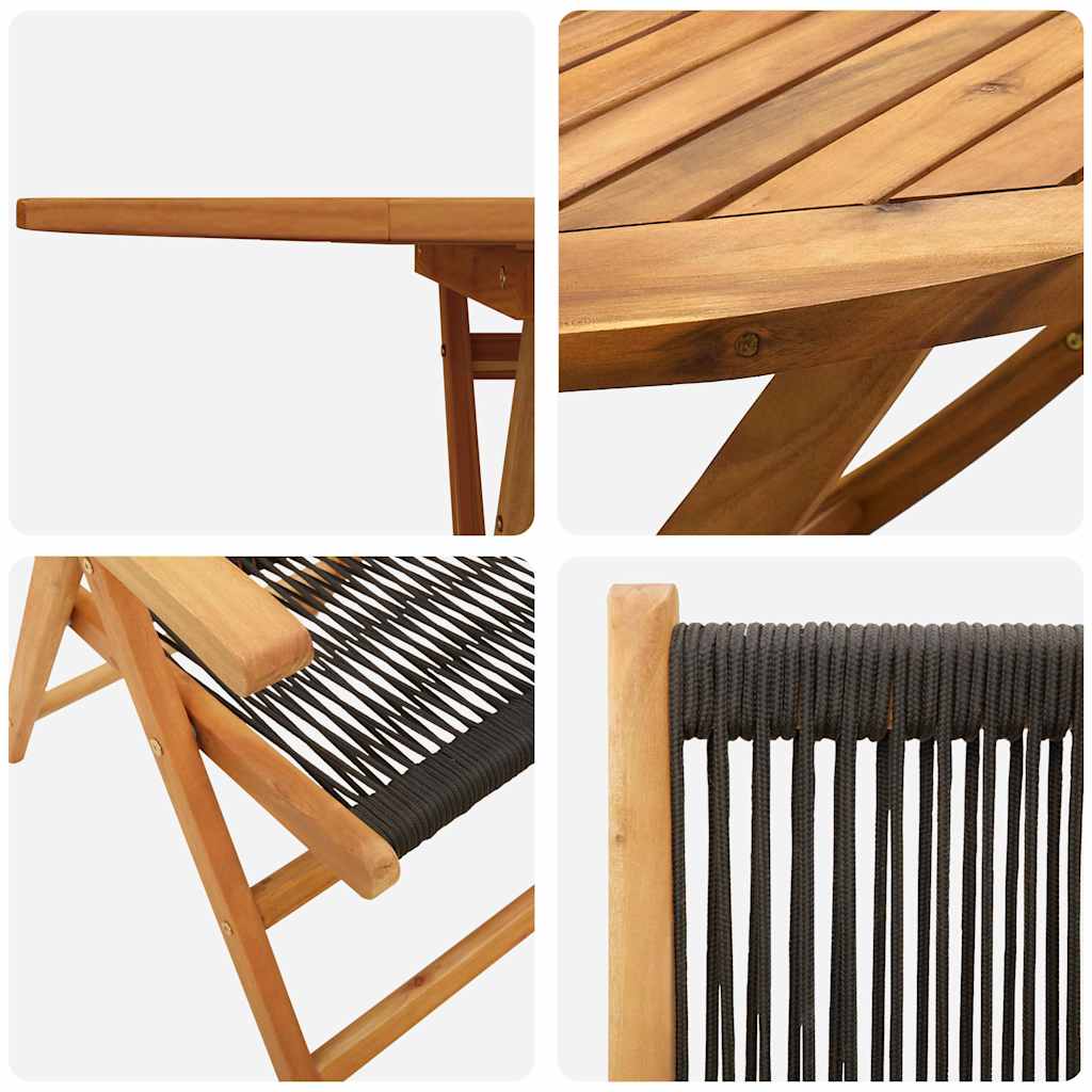 vidaXL Σέτ φαγητού για κήπο 7 pcs Μαύρο