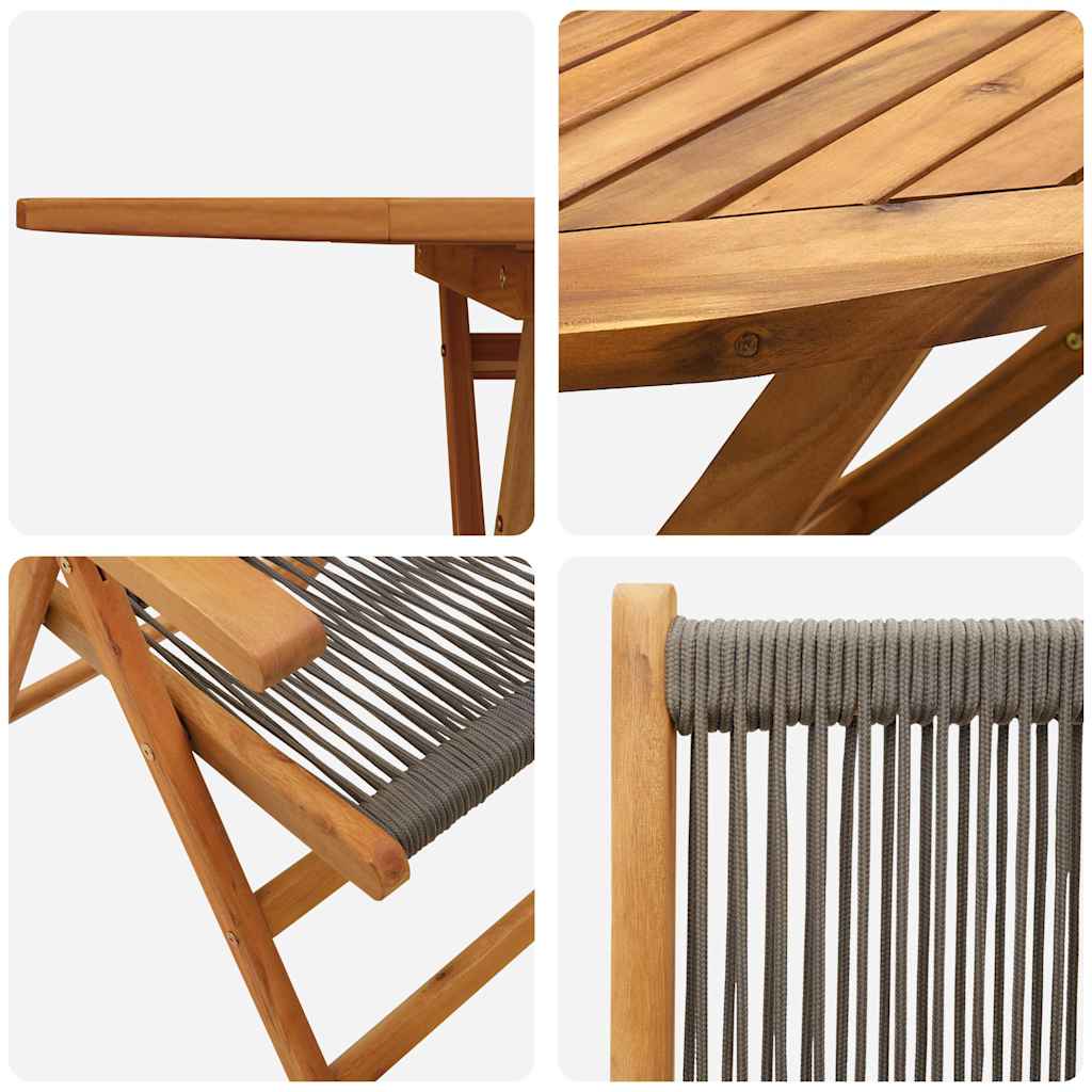 vidaXL Πτυσσόμενο Τραπέζι Κήπου 7 pcs Γκρι