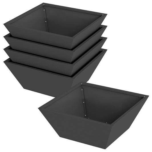 vidaXL Γλάστρα Κήπου 5 pcs Μαύρο 40 x 40 x 15 cm Ψυχρής έλασης χάλυβας