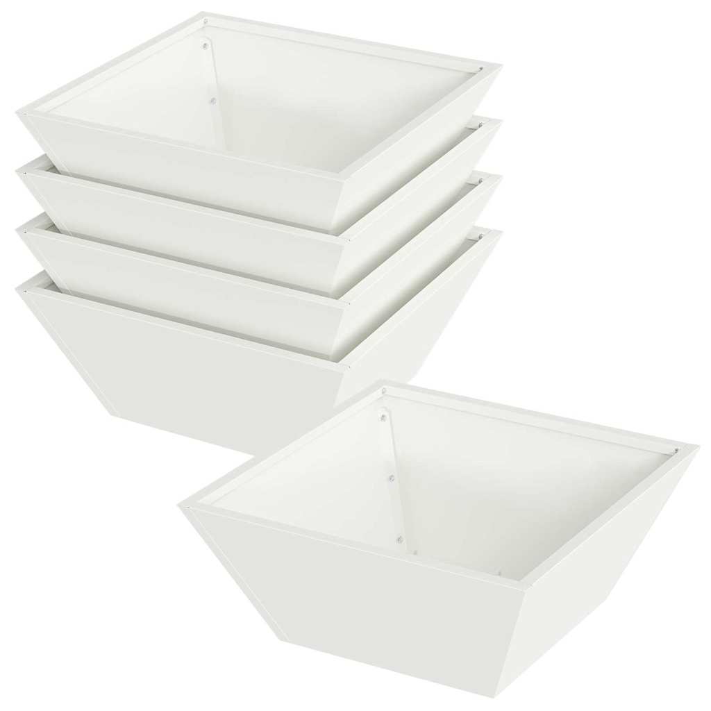 vidaXL Γλάστρα Κήπου 5 pcs Λευκό 40 x 40 x 15 cm Ψυχρής έλασης χάλυβας