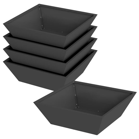 vidaXL Γλάστρα Κήπου 5 pcs Μαύρο 50 x 50 x 15 cm Ψυχρής έλασης χάλυβας