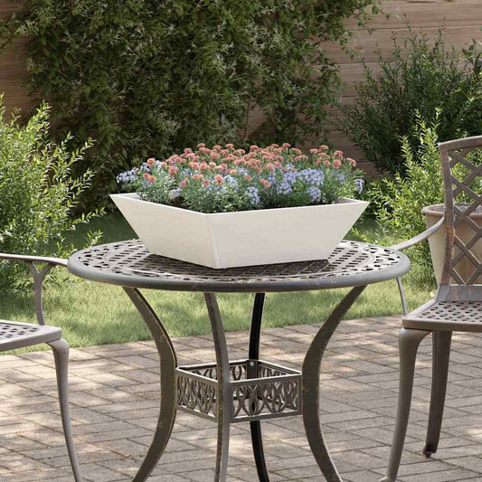 vidaXL Γλάστρα Κήπου Λευκό 50 x 50 x 15 cm Ψυχρής έλασης χάλυβας