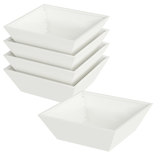 vidaXL Γλάστρα Κήπου 5 pcs Λευκό 50 x 50 x 15 cm Ψυχρής έλασης χάλυβας