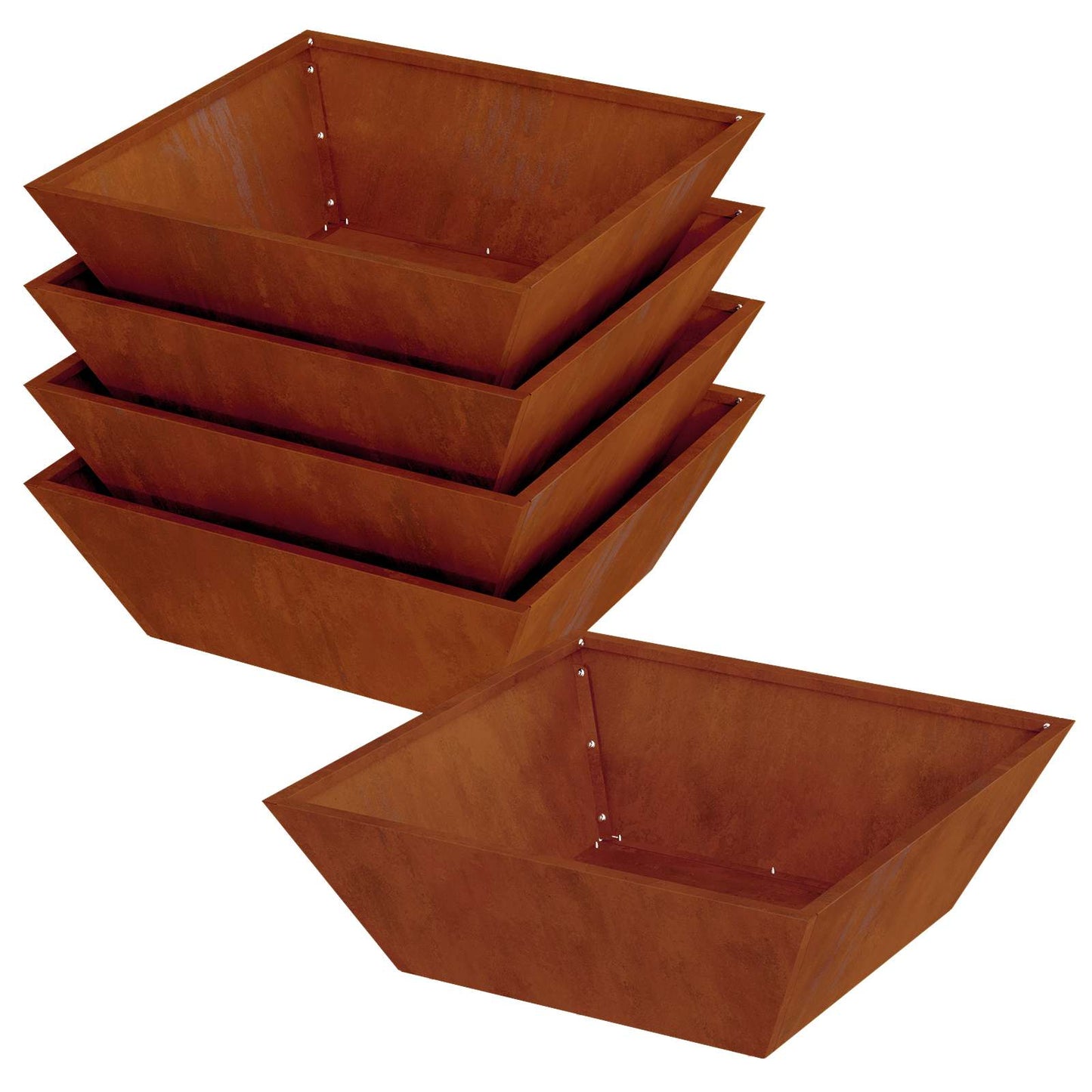 vidaXL Γλάστρα Κήπου 5 τμχ. Σκ rusty 50 x 50 x 15 cm