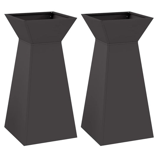 vidaXL Γλάστρα Πυλώνας 2 pcs Μαύρο 35 x 35 x 73 εκ.