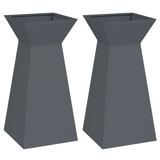 vidaXL Γλάστρα Πυλώνας 2 pcs Ανθρακί 35 x 35 x 73 εκ.