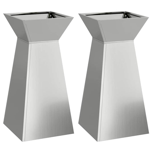 vidaXL Γλάστρα Πυλώνας 2 pcs Ασημί 35 x 35 x 73 εκ.