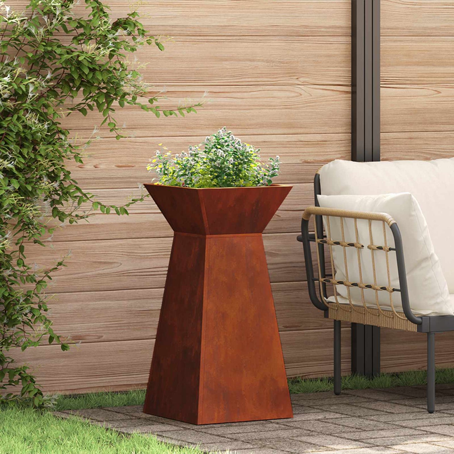 vidaXL Γλάστρα Πυλώνας Ασημί 35 x 35 x 73 εκ.
