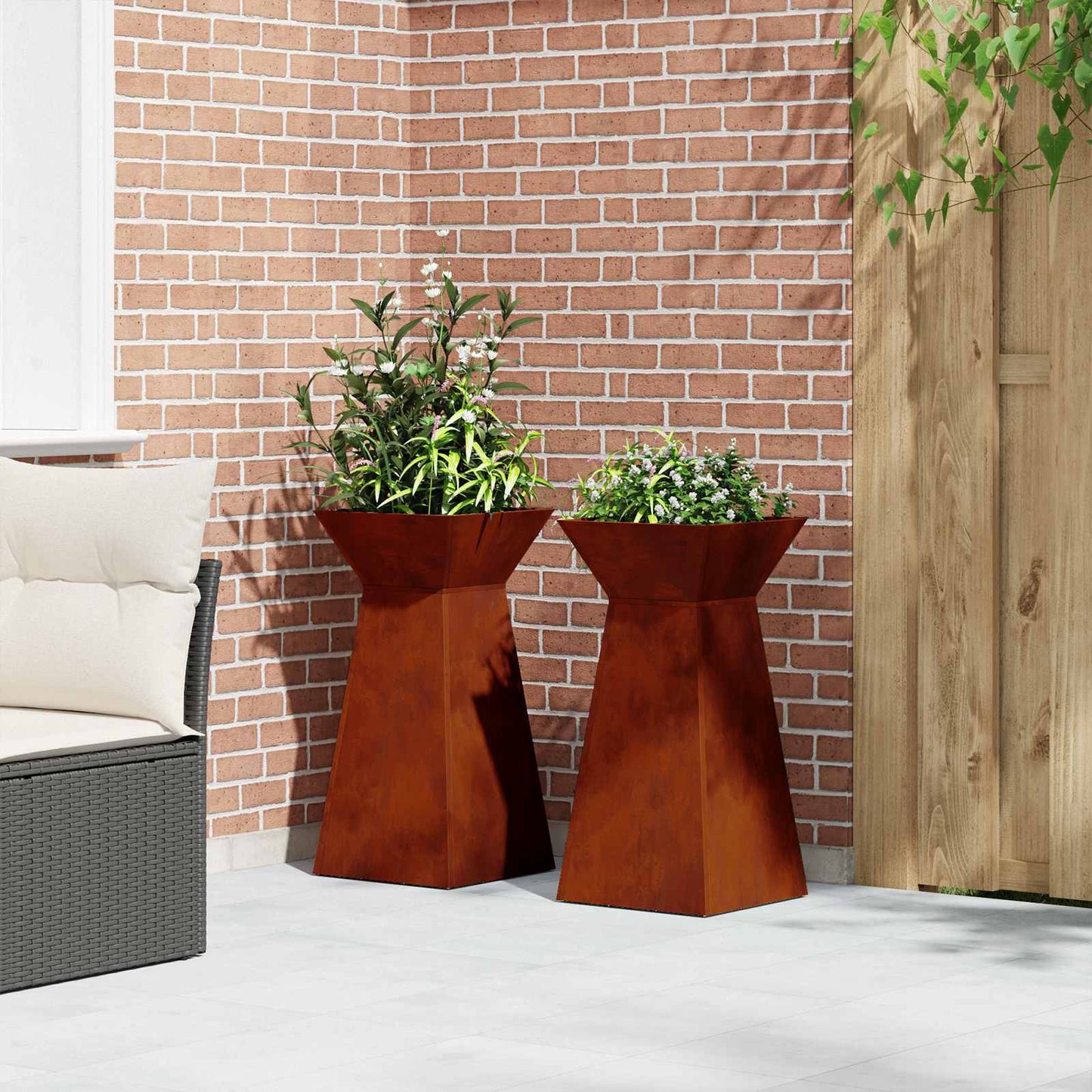 vidaXL Γλάστρα Πυλώνας 2 pcs Ασημί 35 x 35 x 73 εκ.