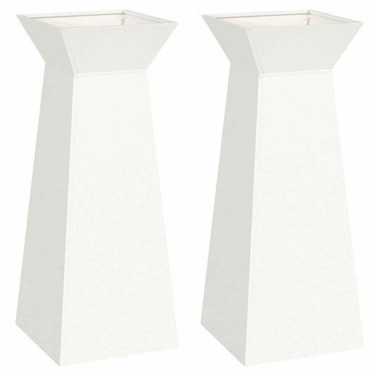 vidaXL Γλάστρα Πυλώνας 2 pcs Λευκό 40 x 40 x 100 cm