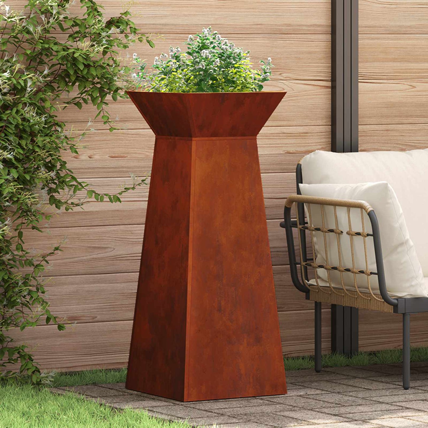 vidaXL Γλάστρα Πυλώνας 2 pcs Ασημί 40 x 40 x 100 cm