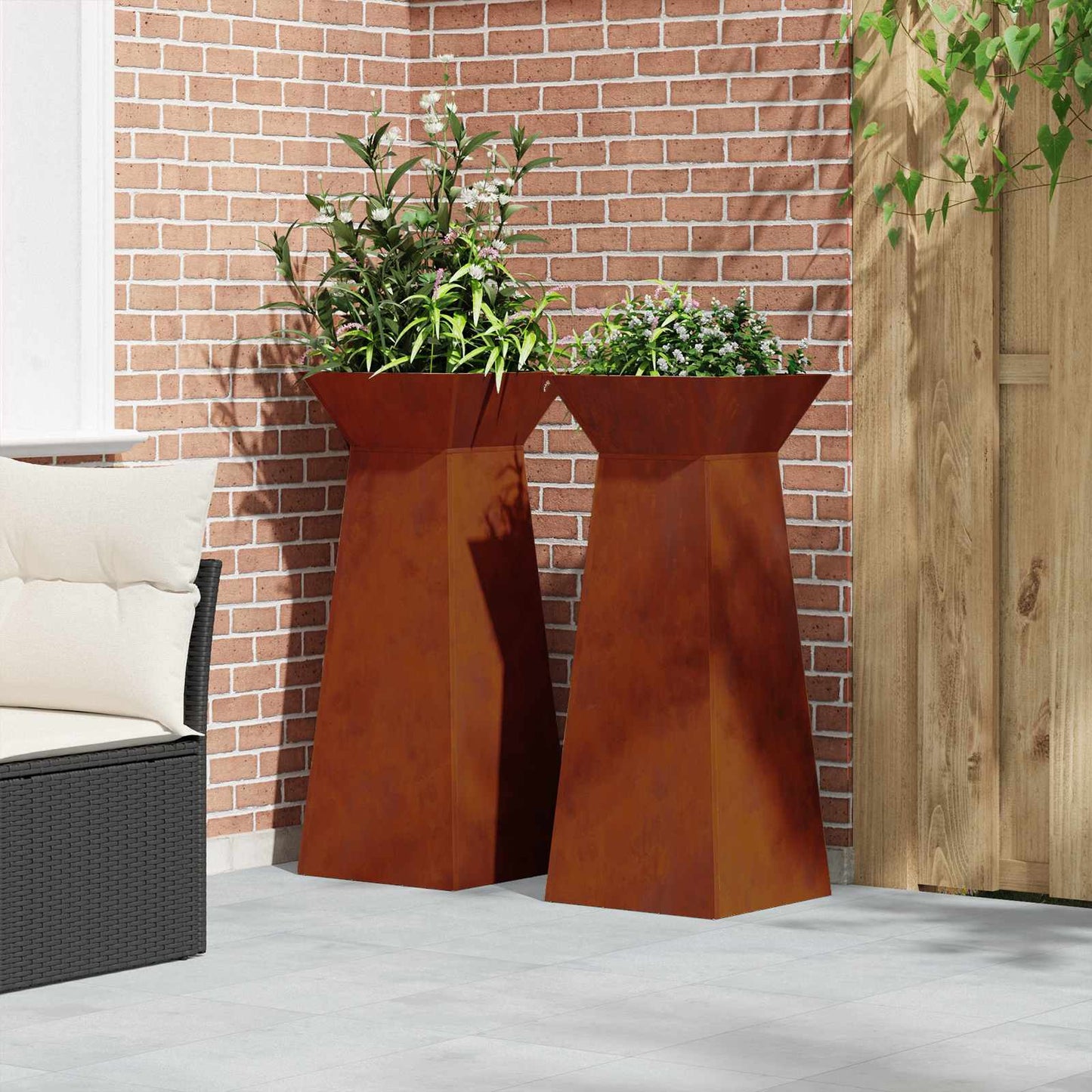 vidaXL Γλάστρα Πυλώνας 2 pcs Ασημί 40 x 40 x 100 cm