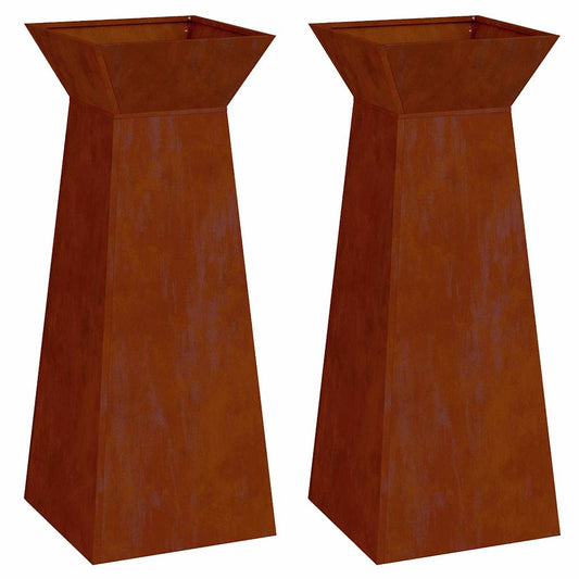 vidaXL Γλάστρα Πυλώνας 2 pcs Ασημί 40 x 40 x 100 cm