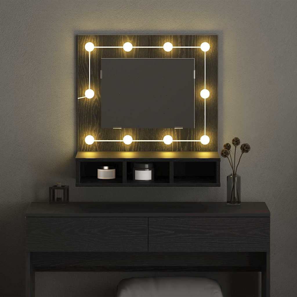 vidaXL Ντουλάπα Καθρέφτη με φώτα καθρέφτη Μαύρη Οξυά 60 x 31,5 x 62 εκ