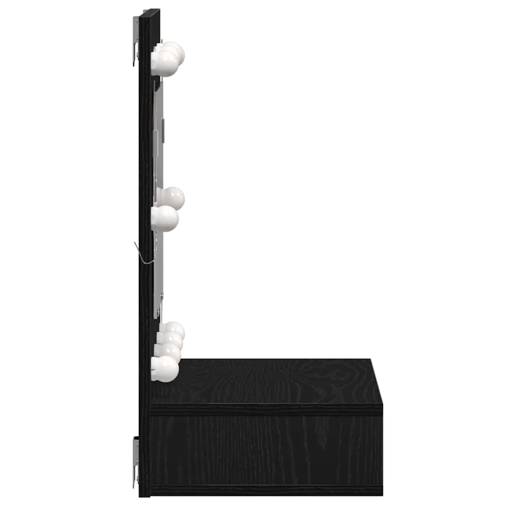 vidaXL Ντουλάπα Καθρέφτη με φώτα καθρέφτη Μαύρη Οξυά 60 x 31,5 x 62 εκ