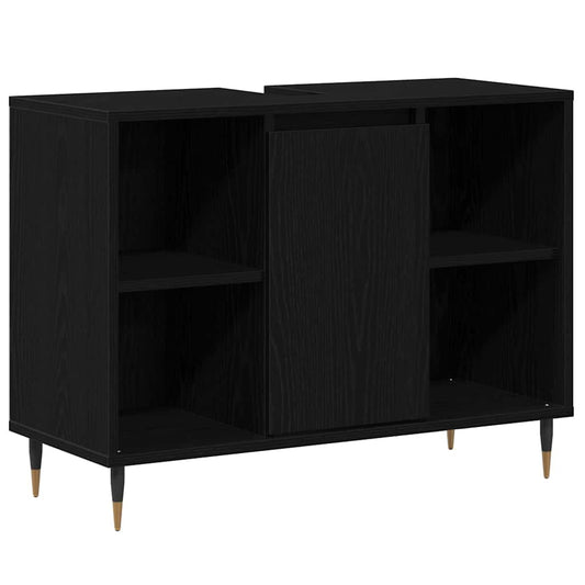 vidaXL Ντουλάπι Μπάνιου Μαύρο 80 x 33 x 60 εκ Επεξεργασμένο ξύλο