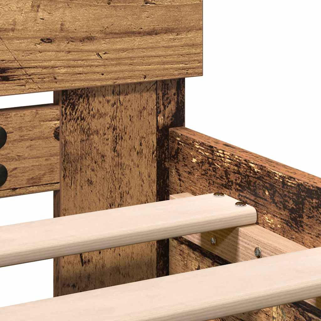 vidaXL Σκελετός Κρεβατιού με κεφαλάρι Παλιό ξύλο 203 x 104 x 70 εκ