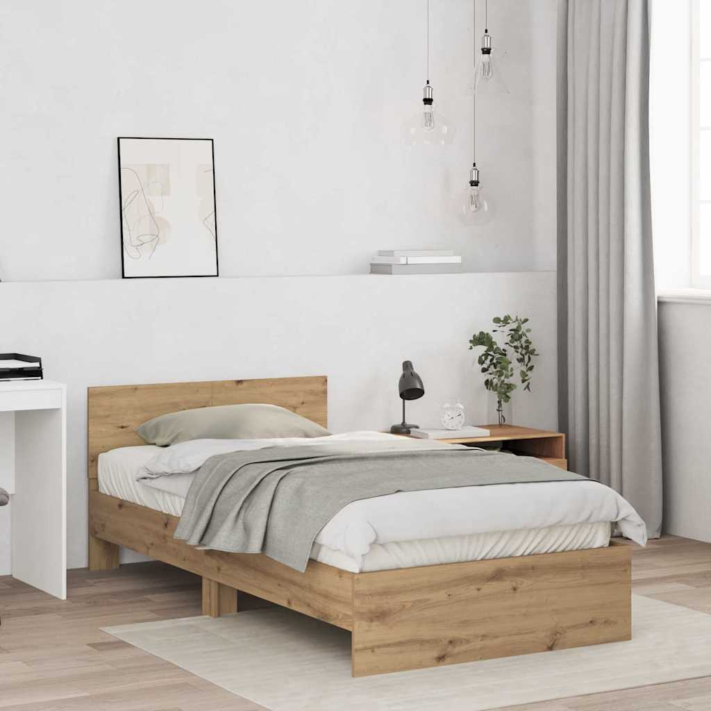 vidaXL Σκελετός Κρεβατιού με κεφαλάρι Artisan Oak 203 x 104 x 70 εκ