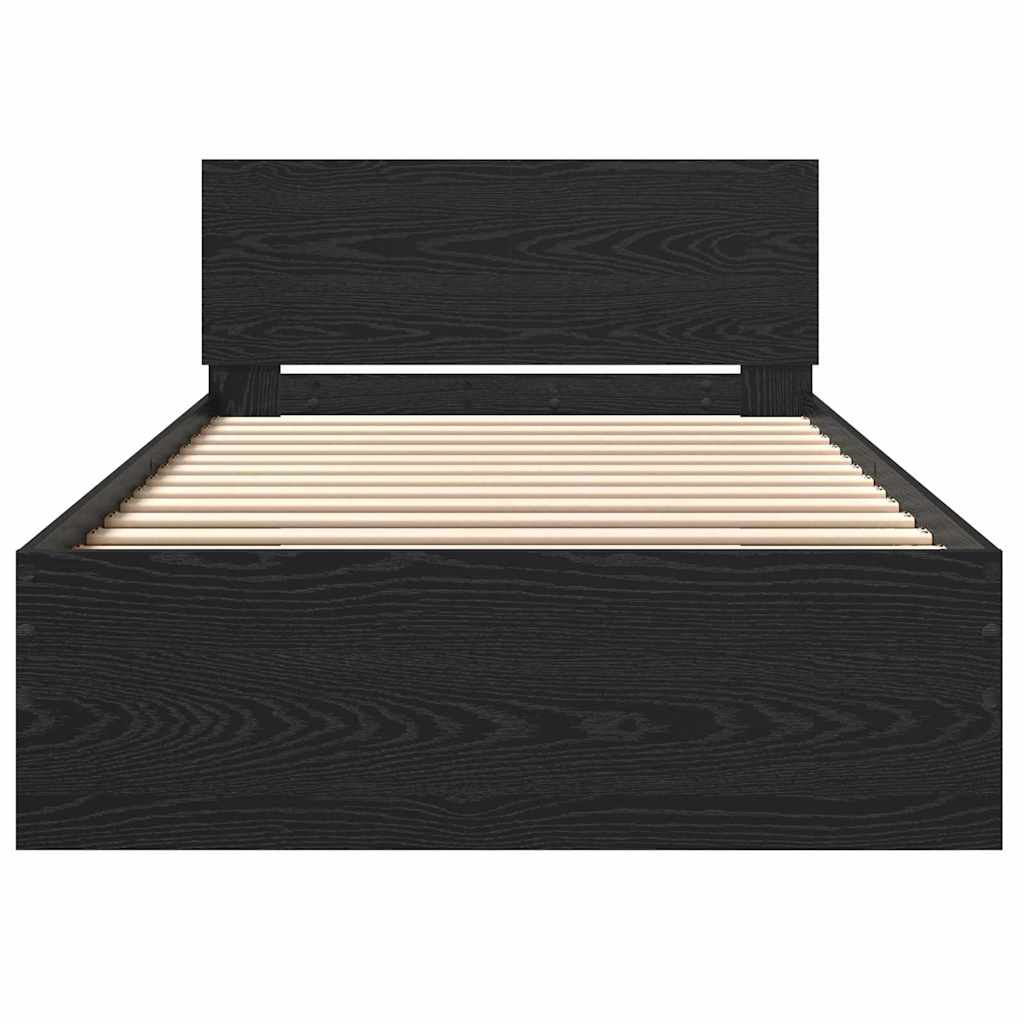 vidaXL Σκελετός Κρεβατιού με κεφαλάρι Μαύρη Οξυά 203 x 104 x 70 εκ