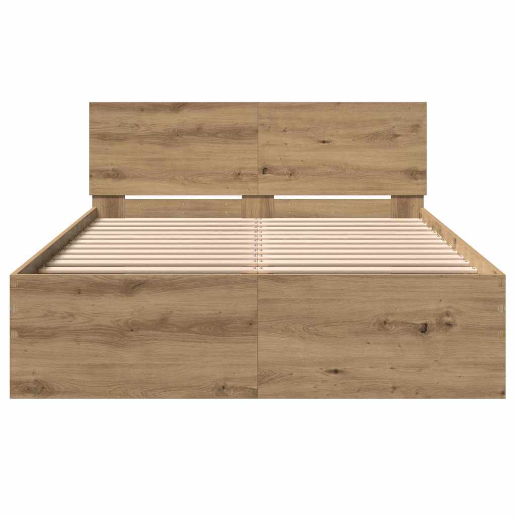 vidaXL Σκελετός Κρεβατιού με κεφαλάρι Artisan Oak 193 x 125 x 70 εκ
