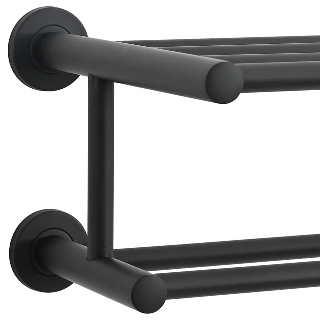 vidaXL Ράφι Πετσέτας Μαύρο 61 x 23 x 17 εκ Ανοξείδωτο ατσάλι