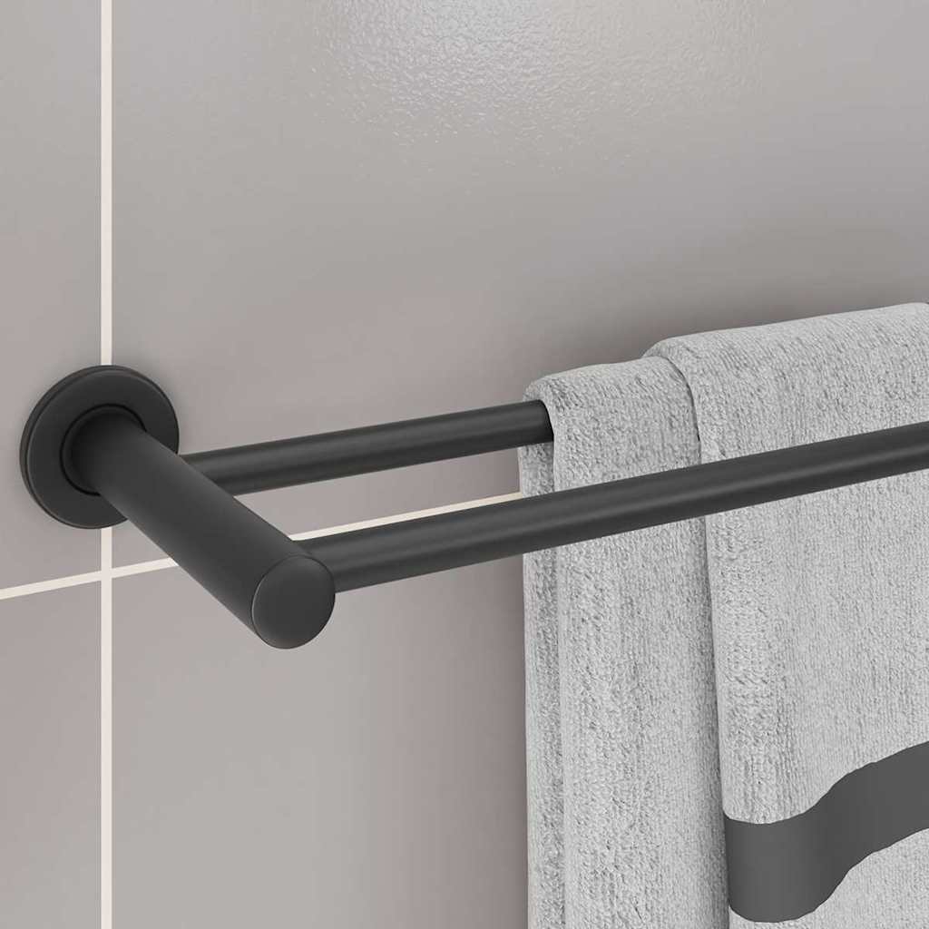 vidaXL Ράφι Πετσέτας Μαύρο 61 x 14,5 x 5 εκ Ανοξείδωτο ατσάλι