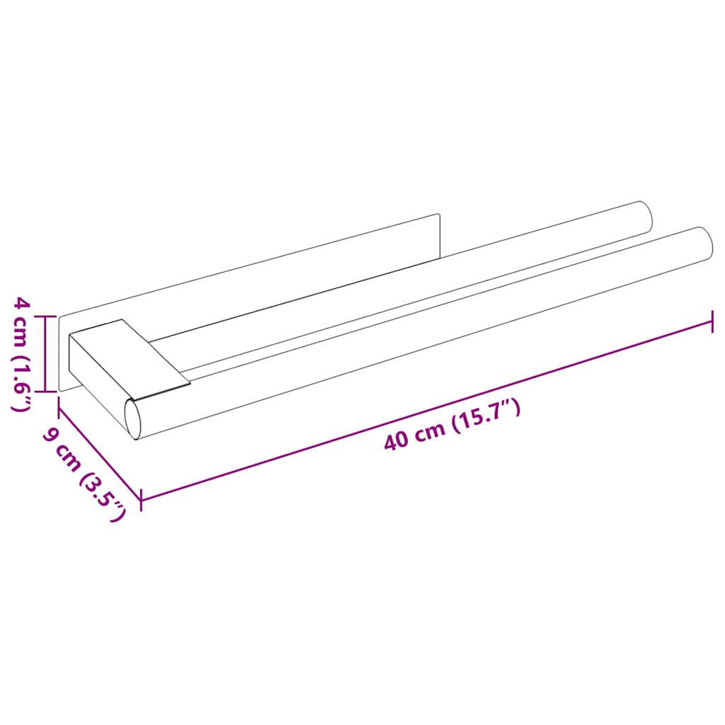 vidaXL Ράφι Πετσέτας Ασημί 40 x 9 x 4 εκ Ανοξείδωτο ατσάλι