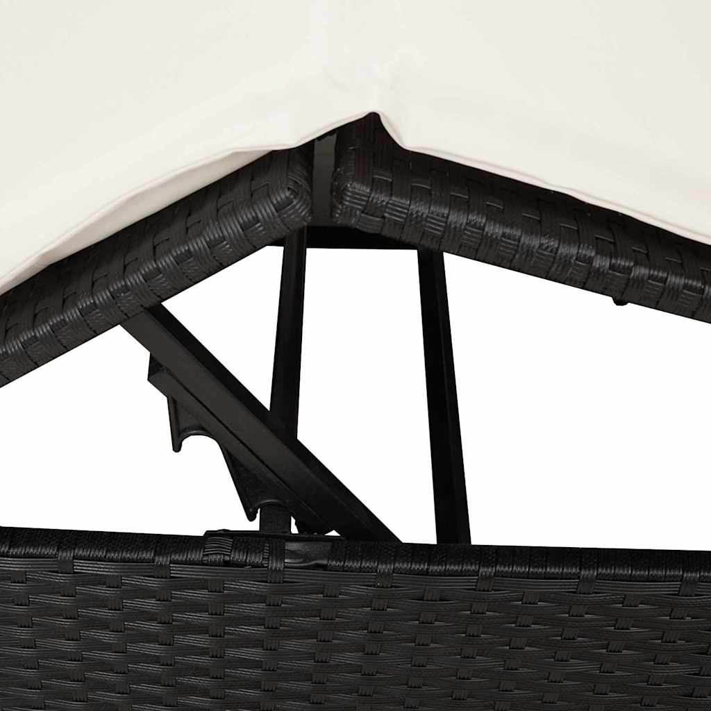 vidaXL Διπλή ξαπλώστρα με οροφή Μαύρο 205 x 129 x 200 εκ PE ρατάν