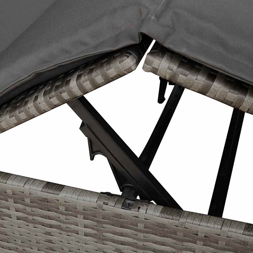 vidaXL Διπλή ξαπλώστρα με οροφή Γκρι 205 x 129 x 200 εκ PE ρατάν