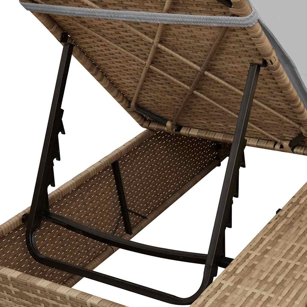 vidaXL Διπλή ξαπλώστρα Γκρι 205 x 129 x 200 εκ συνθετικό ρατάν